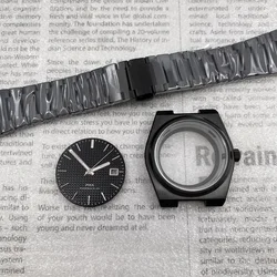 40mm Modified Case Strap Set Fits Super Player Black PRX NH35 NH35 Automatic Movement Sapphire Glass Through The Bottom No Logo