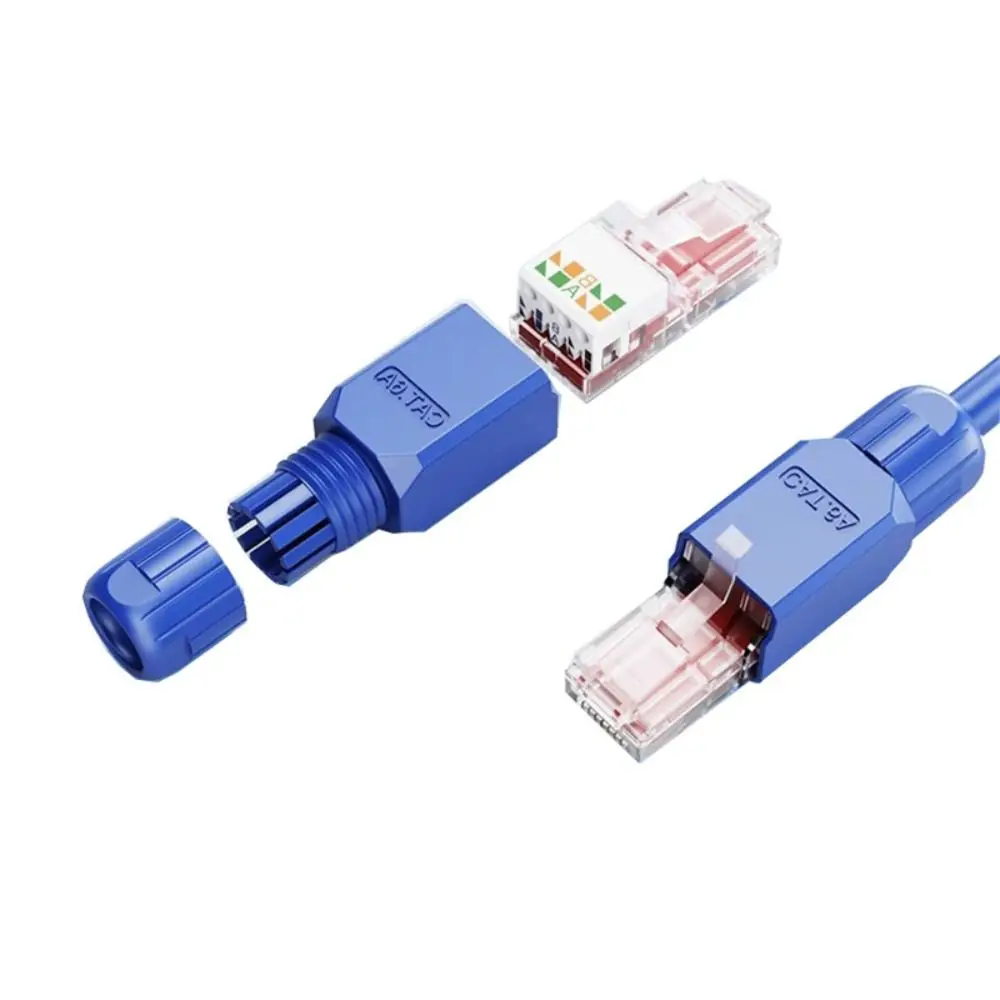 Tool Free RJ45 Connector Easy Install Gold Plated CAT6A CAT6 Field Termination Plug No Crimping for 23AWG to 26AWG Cable
