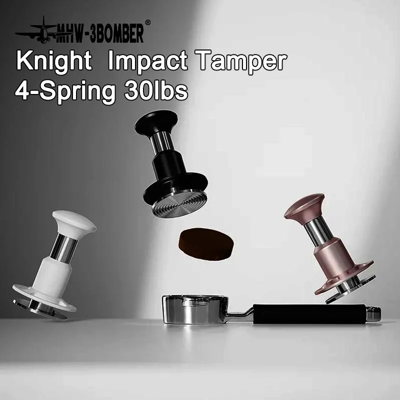 

MHW-3BOMBER Knight Impact Tamper,4-Spring 30lbs Pressure Feedback Espresso Coffee Tamper, Barista Tool for Precise Tamping