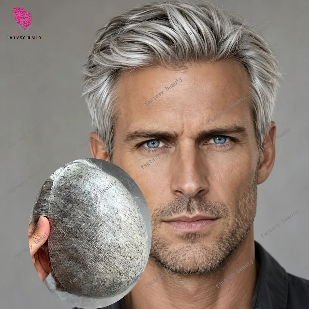 Brown 1B40 1B80 Men's 0.1MM Thin Skin Cheapest Natural Hairline Capillary Prosthesis Human Hair Replacement System for Balding