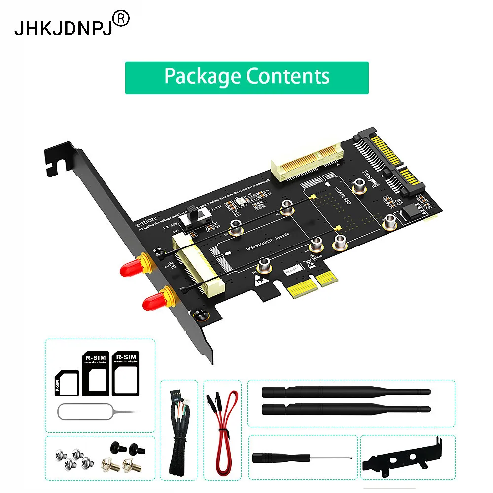 PCI-E 1x and  MSATA to SATA3 Adapter with SIM Card Slot for 3G/4G/LTE/ Msata SSD