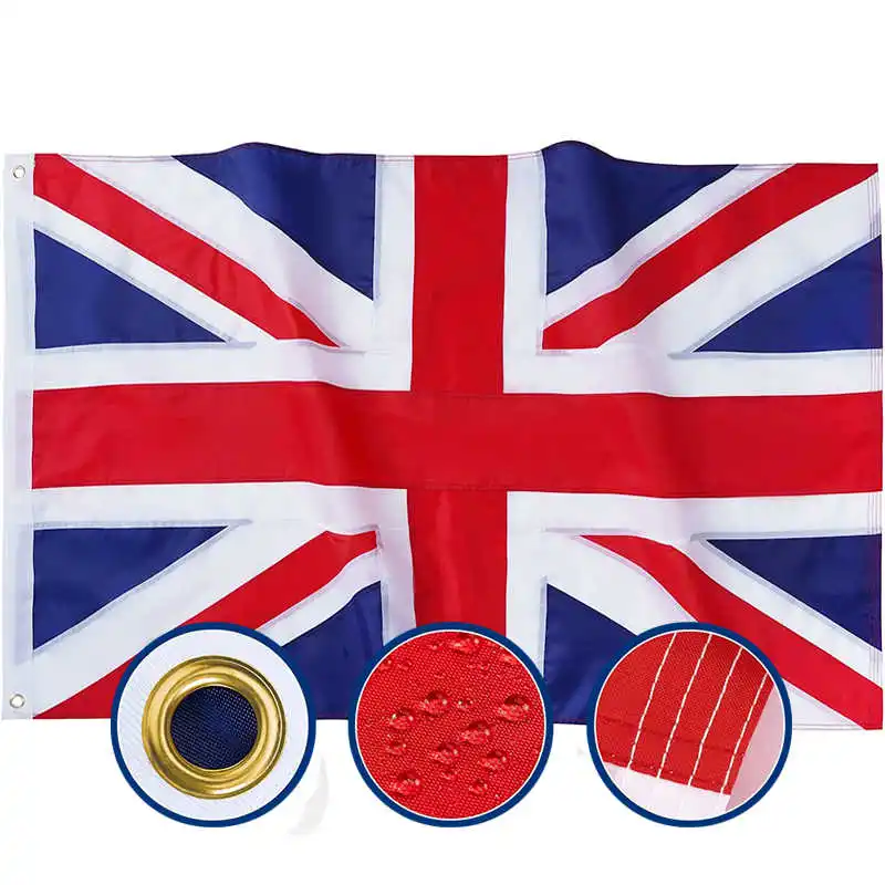 

Stitched British Flag UK United Kingdom GB Great Britain 90x150cm Durable Waterproof Nylon Brass Grommet Outdoor National Banner