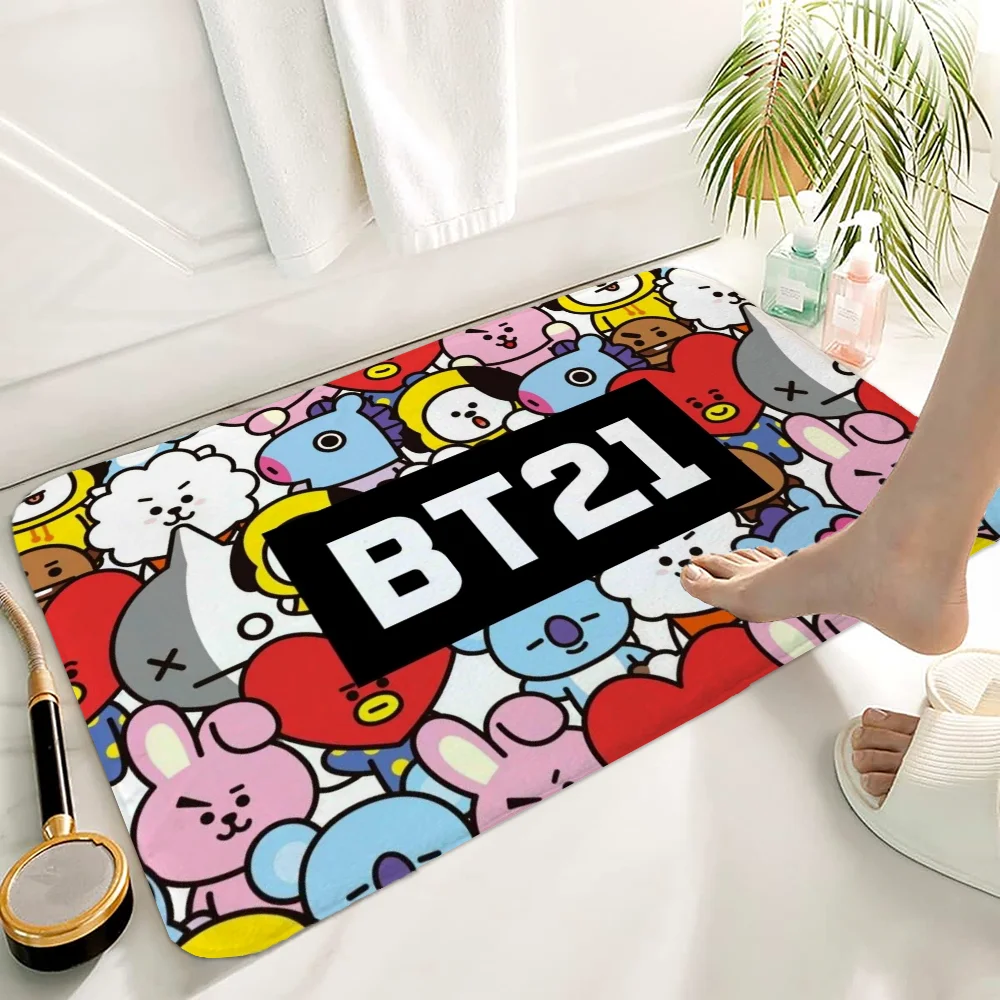 Bath Mat Rug Bathroom Foot Mat Non-slip Mat Small Floor Mats Door Mat BT21 Rugs Kitchen Carpet Carpets Doormat Entrance Door