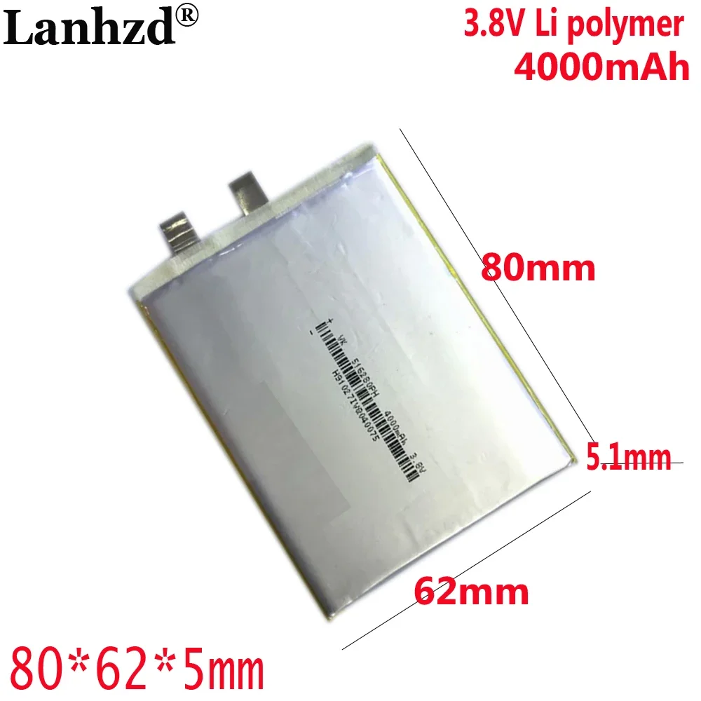 

516280 Li polymer lithium battery 4000mAh 3.8V high voltage fast charging For source mobile phone built-in battery