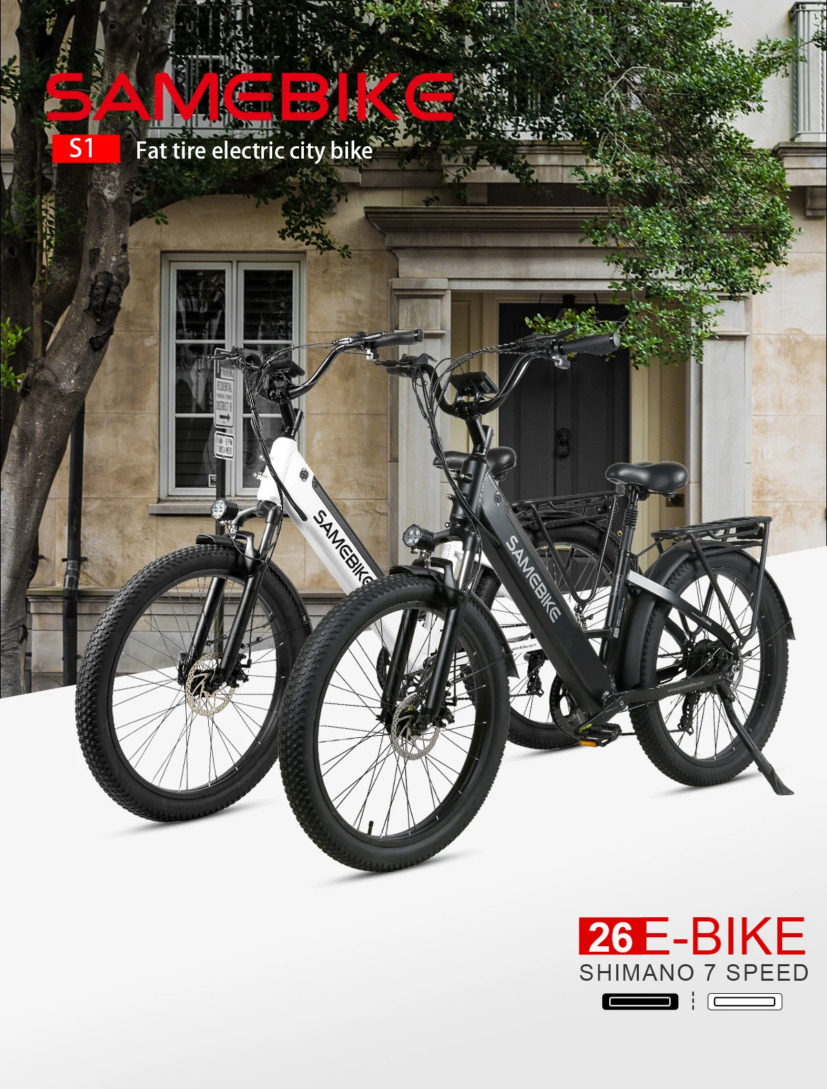 RS-A01 Conjoined Rim Electric scooter configuration (7S speed, 3.0 fat tire, spoke wheels, 48V14AH, 750W)