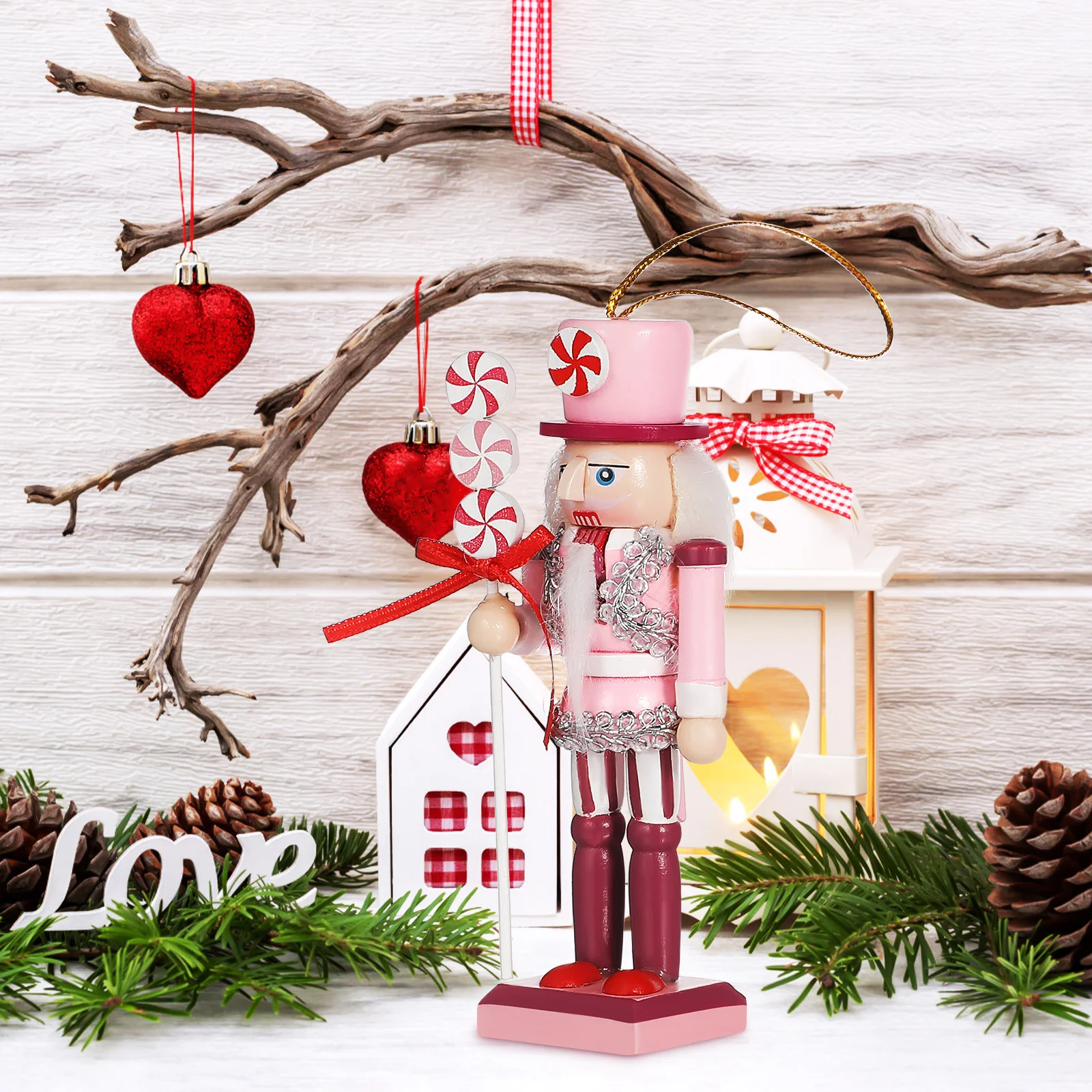 

3Pcs Wooden Nutcracker Christmas Decor Classic Figure Easy Hanging Xmas Decoration Indoor Holiday Mantel Tabletop