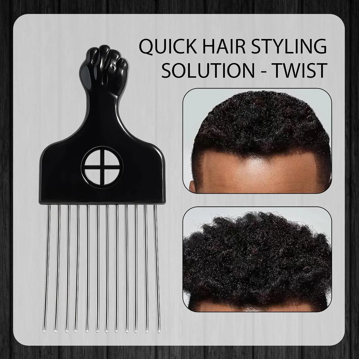 3Pcs Multi‑function Hair Styling Comb Kit Spray Detangler Brush Scalp Massage Cushion Brush Afro Hair Pick for Men Women