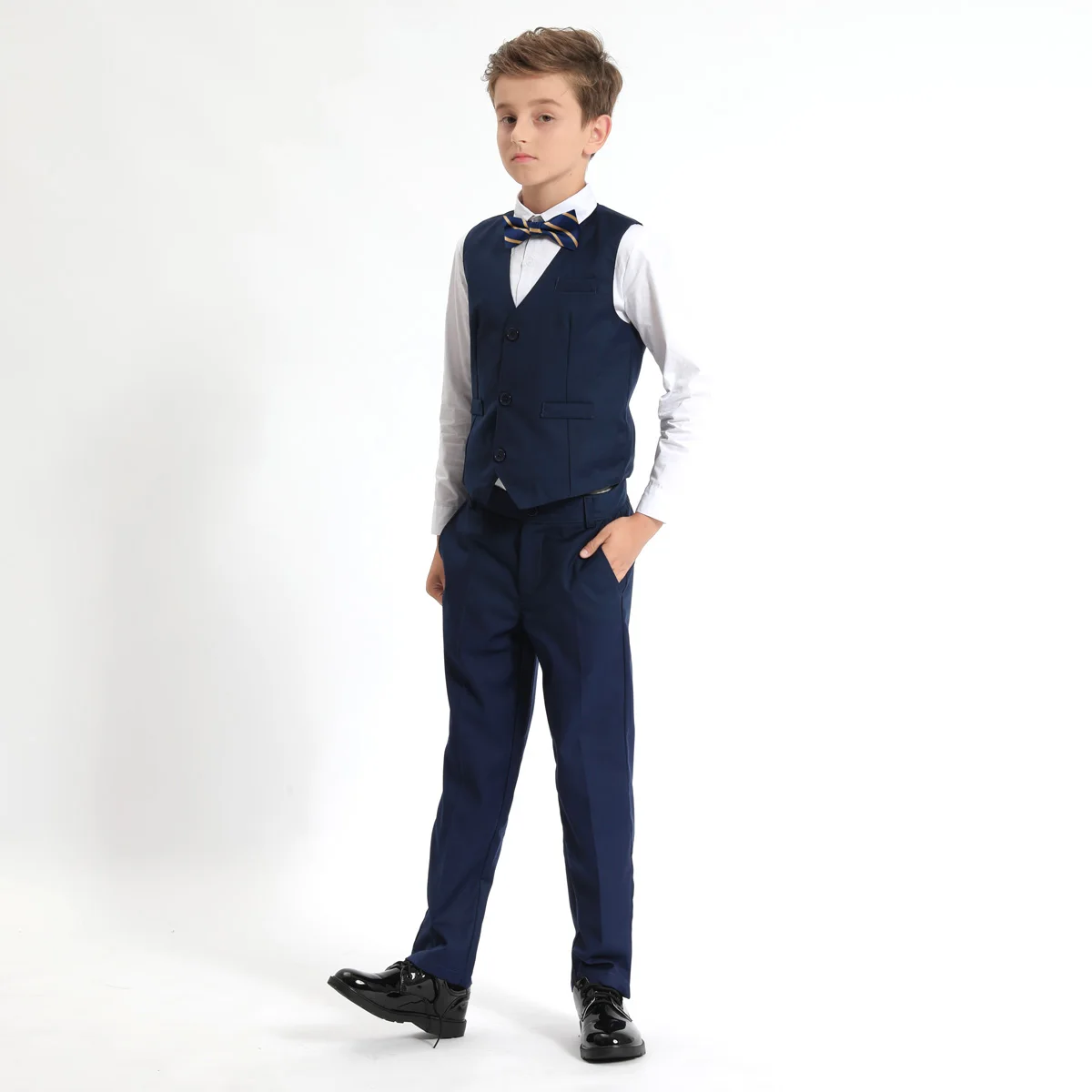 Boys Suit Wedding Kids Flower Formal Easter Child Party Ceremony Birthday Costume Photography with Vest Pants Clothes 5PCS