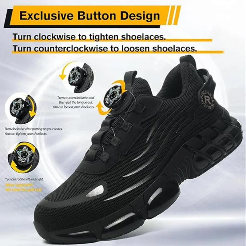 Rotating Button Safety Shoes Men Anti-smash Anti-Puncture Work Shoes Security Protective Boots Fashion Men Safety Sport Shoes