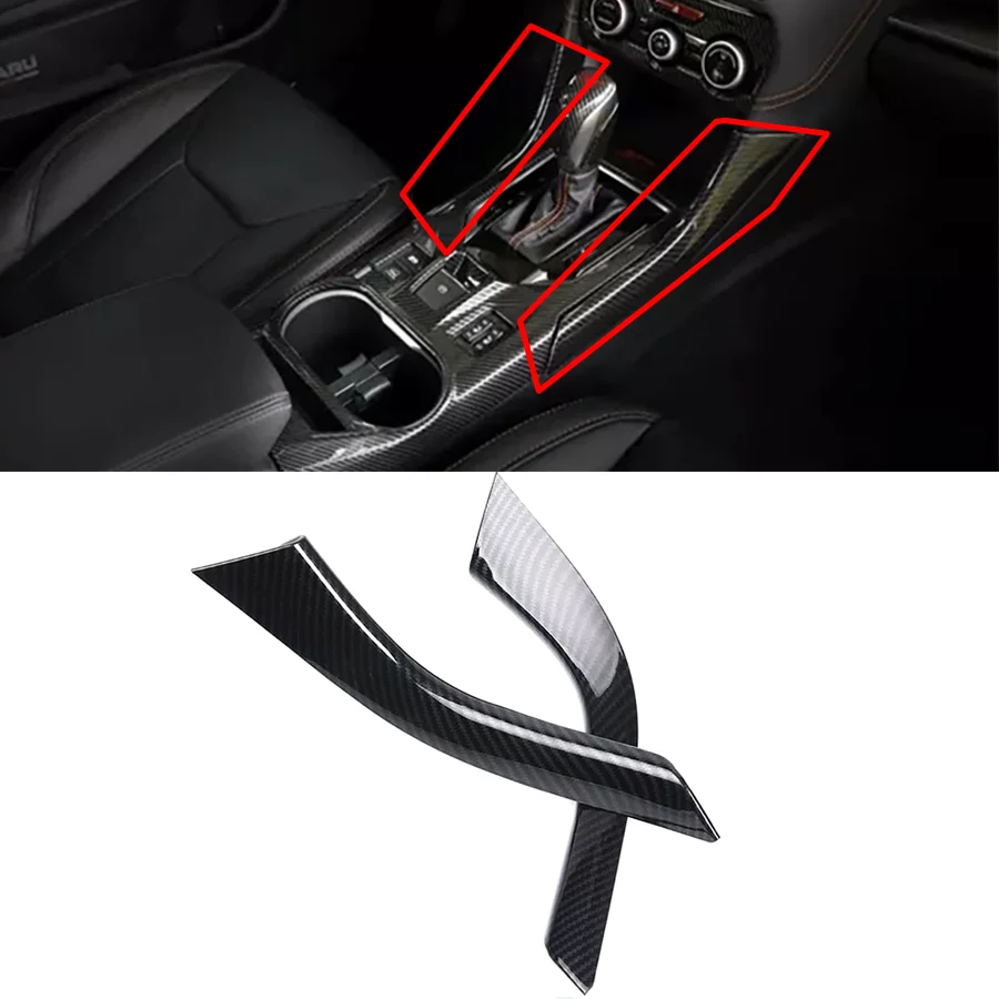 

2Pcs Carbon Fiber Console Center Gear Shift Side Strip Trim Cover For Subaru XV 2018 2019-2021 Car Interior Styling Accessories