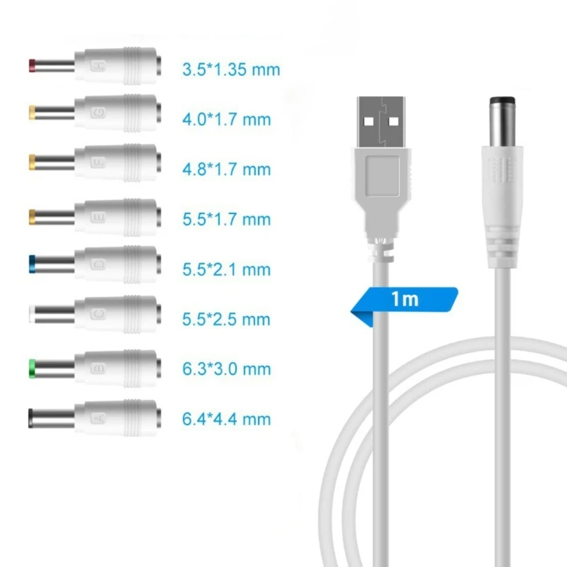 Kabel Daya USB DC9V 12V untuk Speaker Router DC5.5x2.1 8 Buah Colokan Pengisi Daya