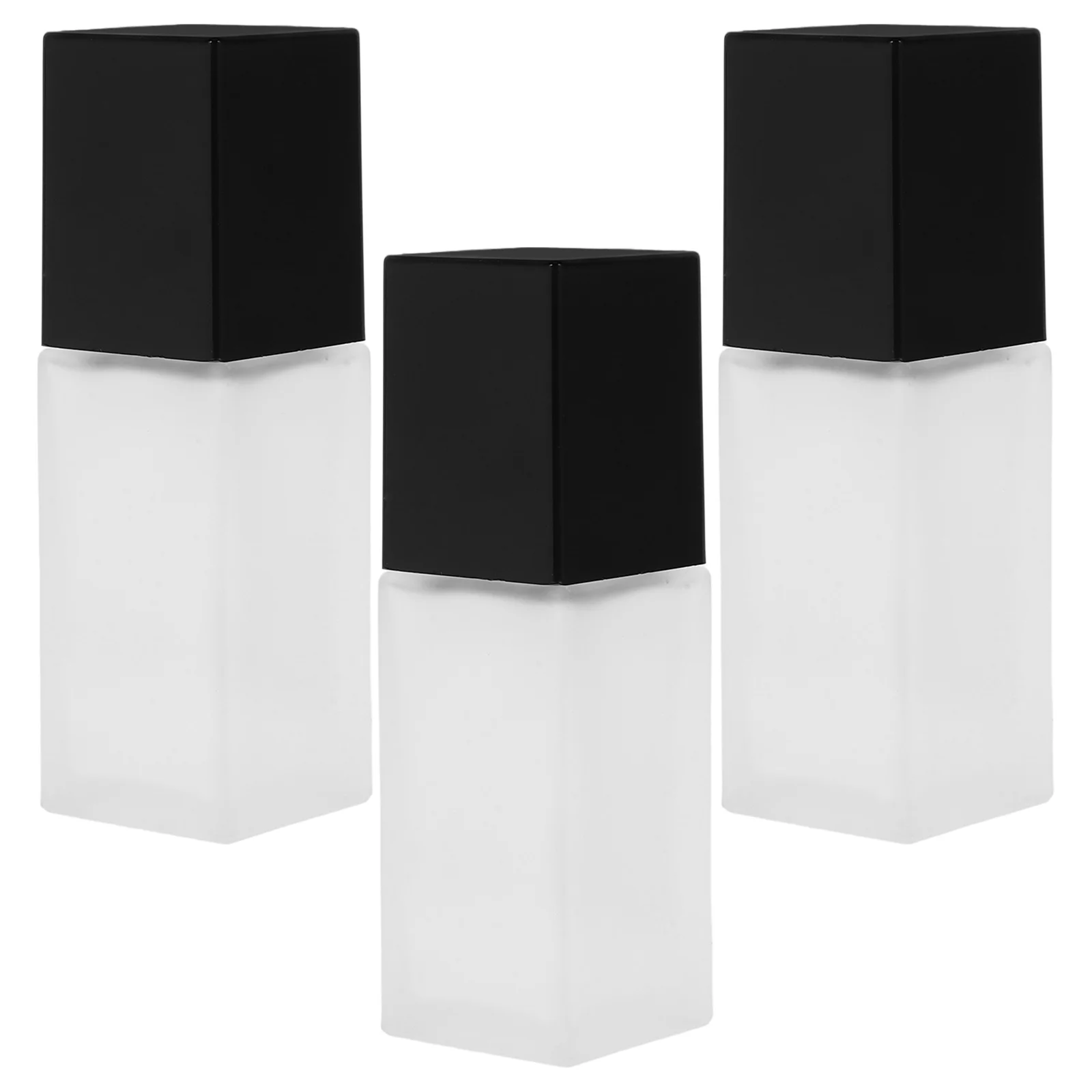 WOONEKY 3개입 무광 유리 리퀴드 파운데이션 병 빈 스퀴즈 프레스 로션 용기 투명 포장