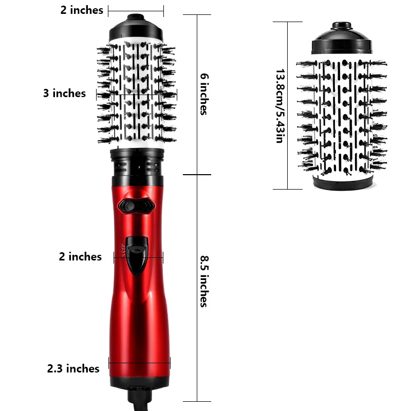 2-in-1 rotierende elektrische Haarglätterbürste Lockenwickler Trockner Bürste Heißluftkamm Negativ-Ionen-Haarstyler-Kamm – Detail 10