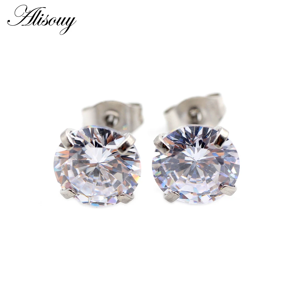 2pcs Gold Color CZ Crystal Ear Studs for Women