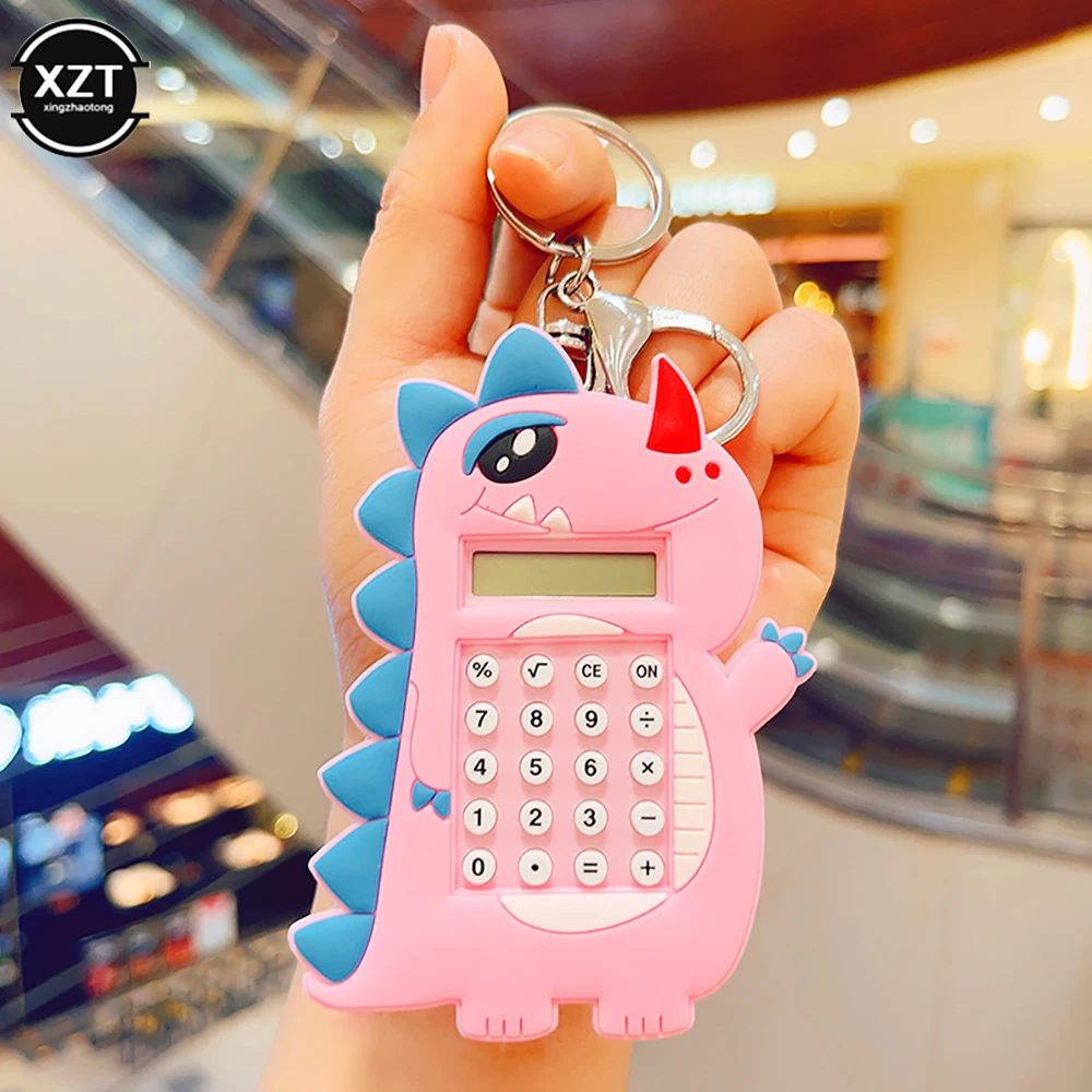 Cartoon Mini Calculator Kawaii Handheld Pocket Calculator Keychain Student Learning  Stationery Children Gifts