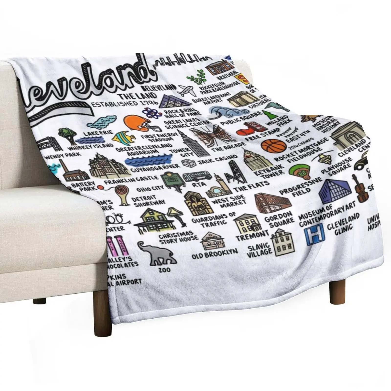 Cleveland Ohio Map Art Throw Blanket Hairy Flannels Weighted halloween Polar sofa bed Blankets