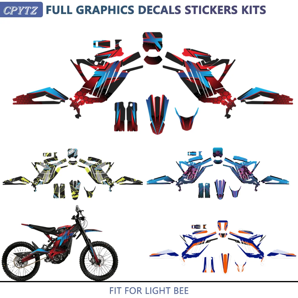 Motorcycle Full Set Graphics Backgrounds Stickers Kits Fit For Surron Light Bee Dirt Bike Decoration Protection Decals Customize