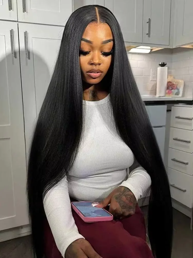 Raw 200% Density 32 34 inch 13x6 HD Lace Front Wigs Indian Human Hair Bone Straight 13x4 Frontal Wigs Women Glueless Closure Wig