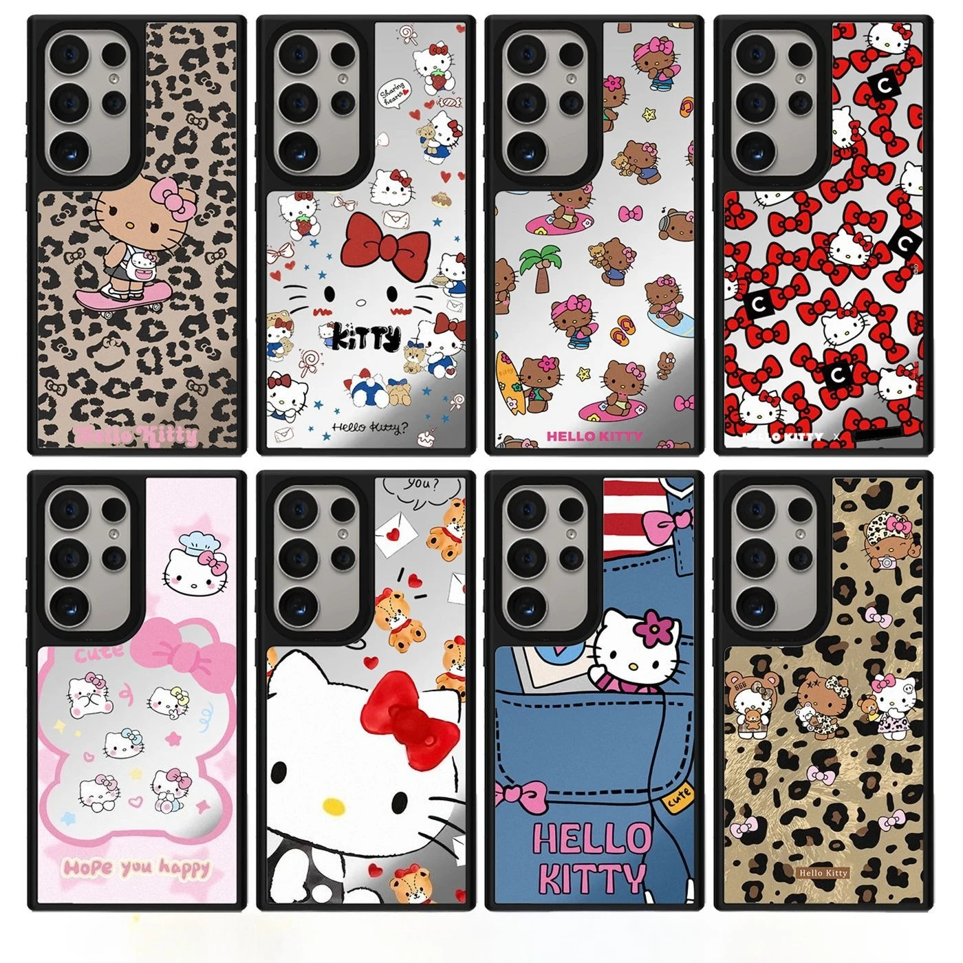 

Sanrio Stylish Cute Hello Kitty Pattern Mirror Case For Samsung Galaxy S26 Ultra S25 S24 Plus For MagSafe Charge Protector Cover