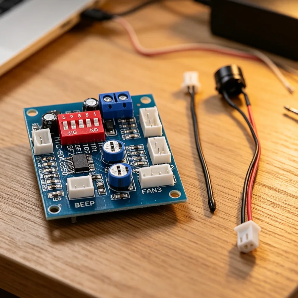 DC 12V For PWM Temperature Control Module 3-Channel for PC For CPU Case Fans with Stall Detection and Onboard Probe