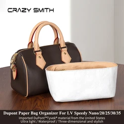 CRAZYSMITH Dupont Paper Insert Bag Organizer For LV Speedy 20 25 30 35 Handbag Inner Bag Shaper Storage Portable Cosmetic Bags