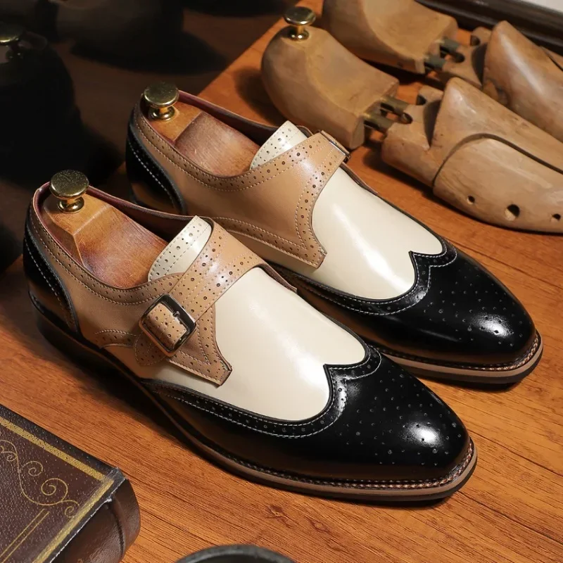 Luxury Men's Leather Shoes for Men Business Formal Shoes Handcrafted Mens Oxford Shoes 2025 New Leather Brogue Dress Shoe Man
