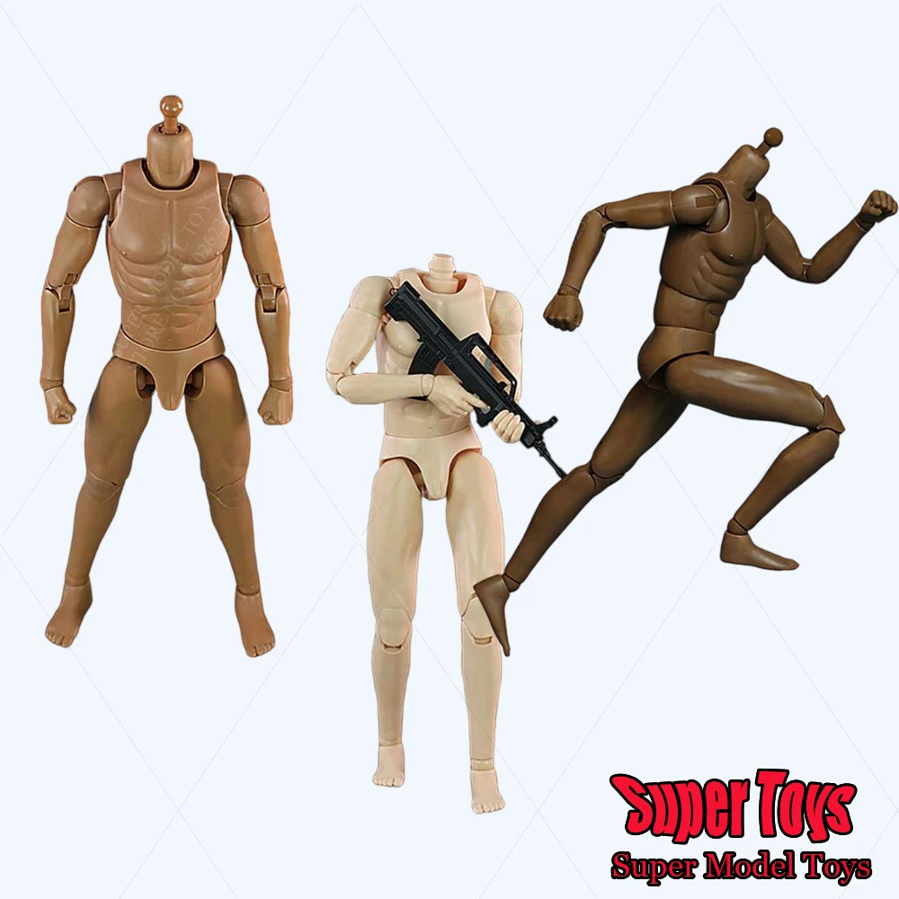 

In Stock DT001 DT002 DT003 1/6 Suntan Pale Black Skin Standard Body Super Flexible Movable Model for 12'' Male Action Figure