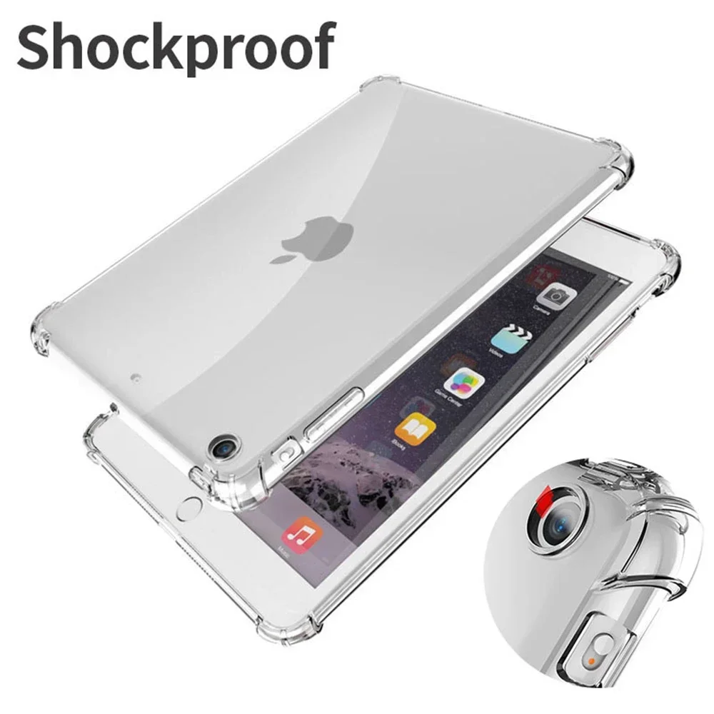 

Shockproof Silicone Case For Apple iPad 9.7 10.2 10.9 2th 3th 4th 5th 6th 7th 8th 9th 10th Generation Flexible Transparent Cover