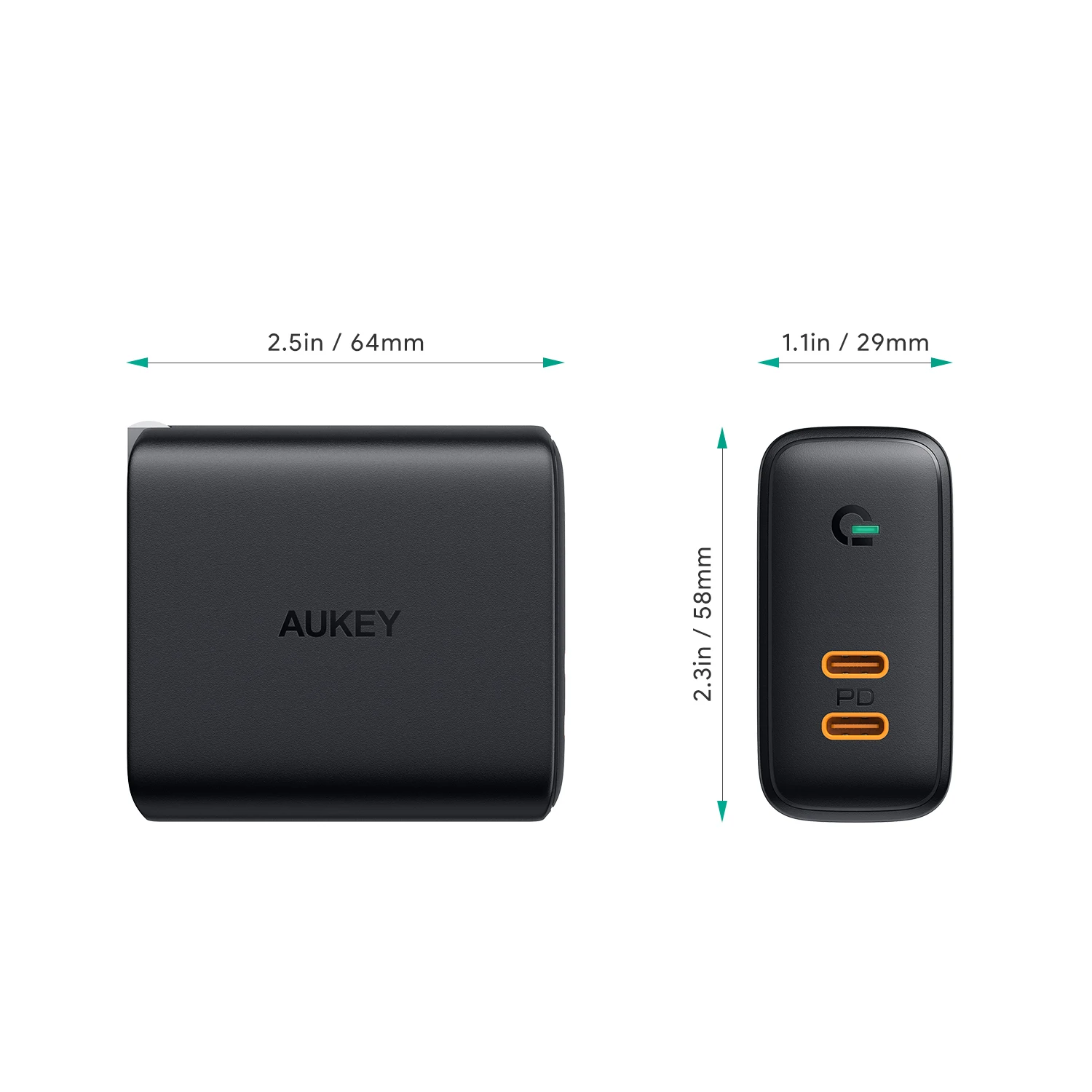 AUKEY PA-D2 65W Omnia Duo szybki ładowania Dual-Port PD USB-C ładowarek ściennych ue wtyczka dla inteligentnego Tablet z funkcją telefonu akcesoria