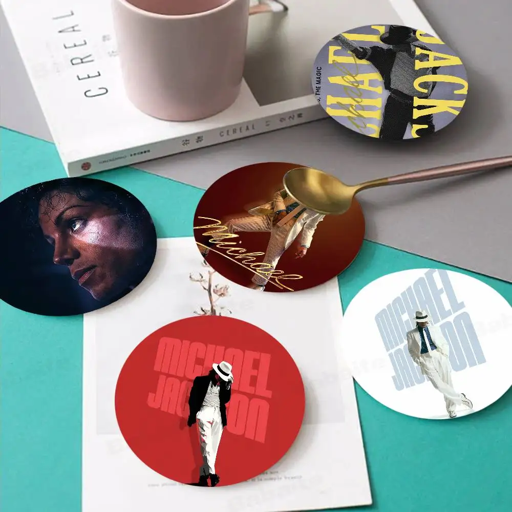Popular Singer M-Michael J- Jackson Classics Wood Coaster Set - Heat Resistant for Tea & Coffee, Home Cafe Decor Holiday Gift
