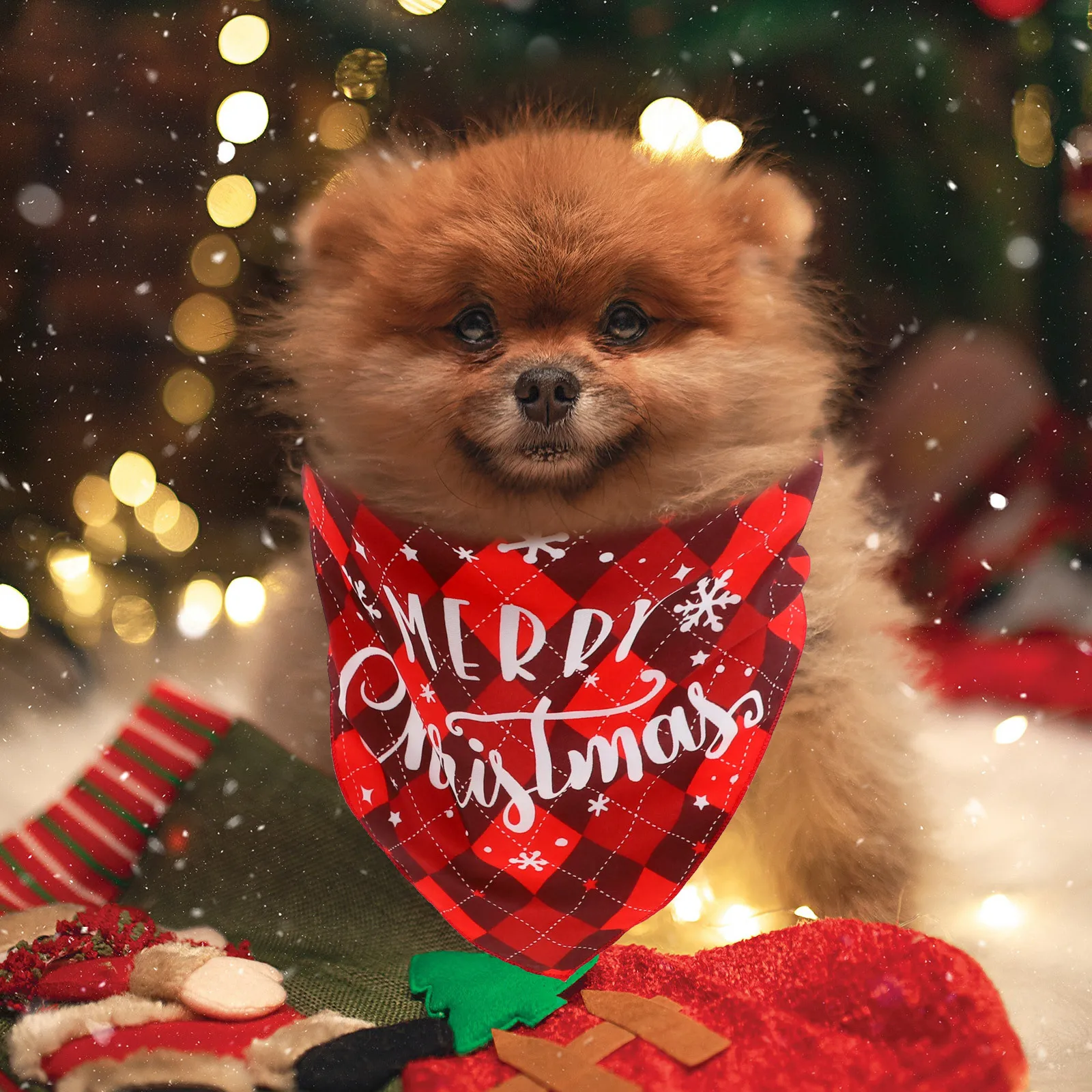 

Christmas Dog Bandana Soft Polyester Pet Scarf Triangular Bib for Puppies Washable Holiday Party Accessory Decorative Drool