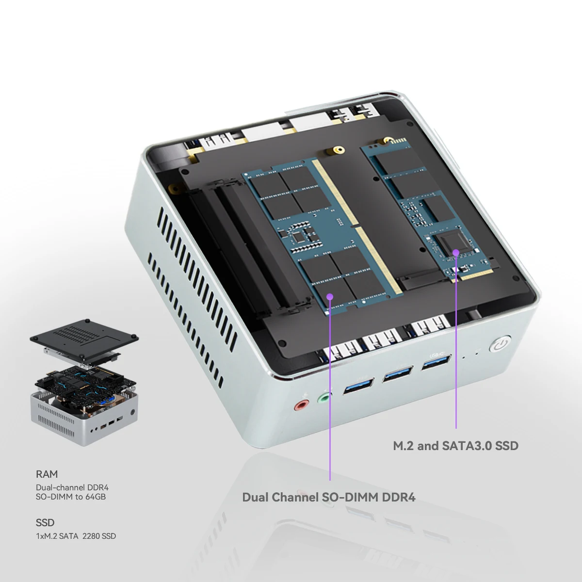 Mini PC economico Ryzen 7 5800H CPU 8 core DDR4 16G 512G NVME SSD WiFi6 4K Display Gaming Mini PC Windows 11 per ufficio casa