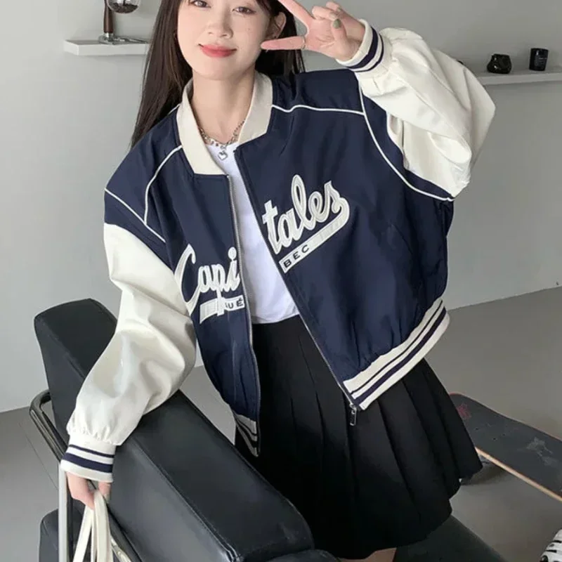 Zip-up Baseball Aviator Coat Woman Short Letter Bomber Jacket for Women High Quality Luxury Offer Elegant Fashion Lined Deals