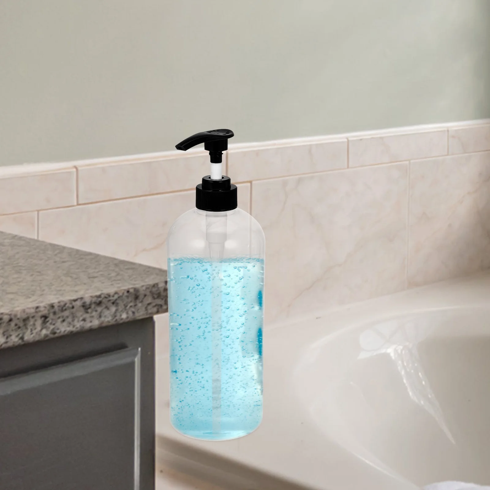 2Pcs Clear Plastic Soap Dispenser Press Pump Hand Soap Dispenser Refillable Bottles Compact Portable for Bathroom Kitchen