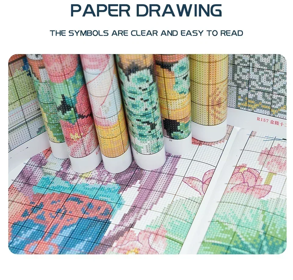 Joy Sunday Kit de ponto cruz pré-impresso Padrão fácil Conjunto de bordado de tecido estampado Aida - Flor de maçã