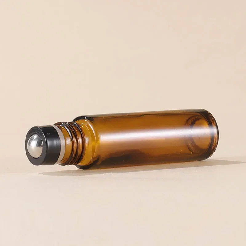 20 pezzi 5/10/15ml bottiglie a rullo in vetro marrone con coperchi per venature del legno contenitori essenziali per olio riutilizzabili accessori da viaggio portatili