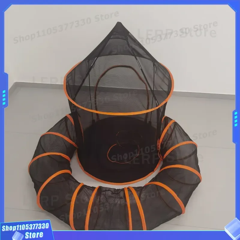 Portable Folding Cat Tunnel with Steel Wire Frame Curved Passage Tent Closed Nest for Stray Cats Pet Castle Kennel Set Steel