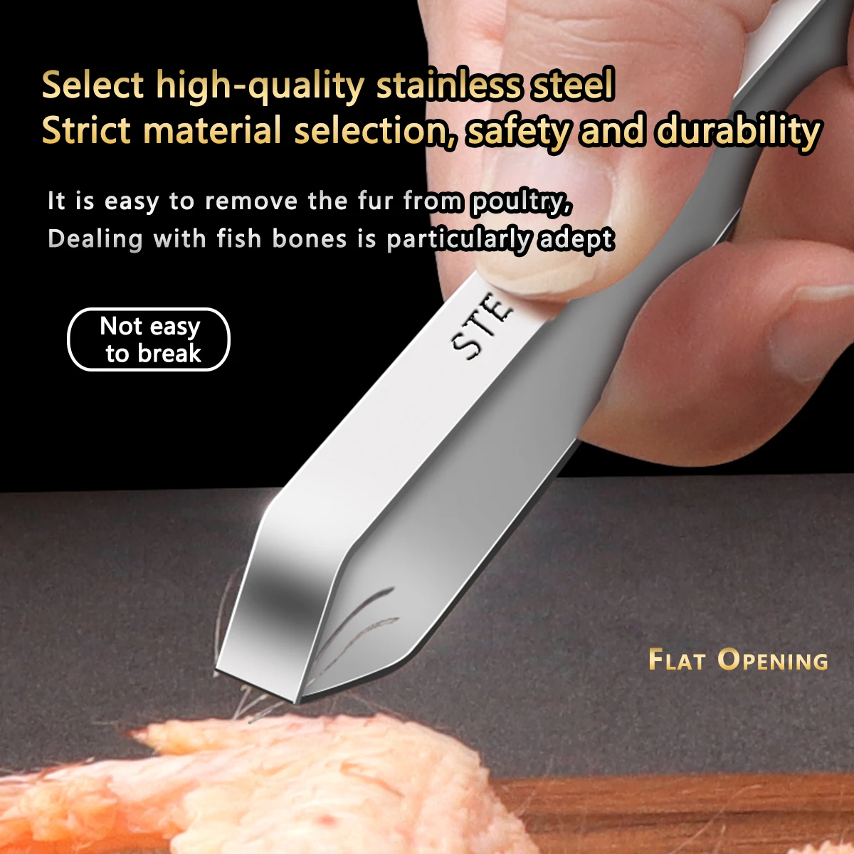 Stainless Steel Tweezers, Meat Hammer,Multi-Purpose Pig Chicken Duck Hair Remover & Fish Bone Plucker(Heavy Duty, Easy Grip)