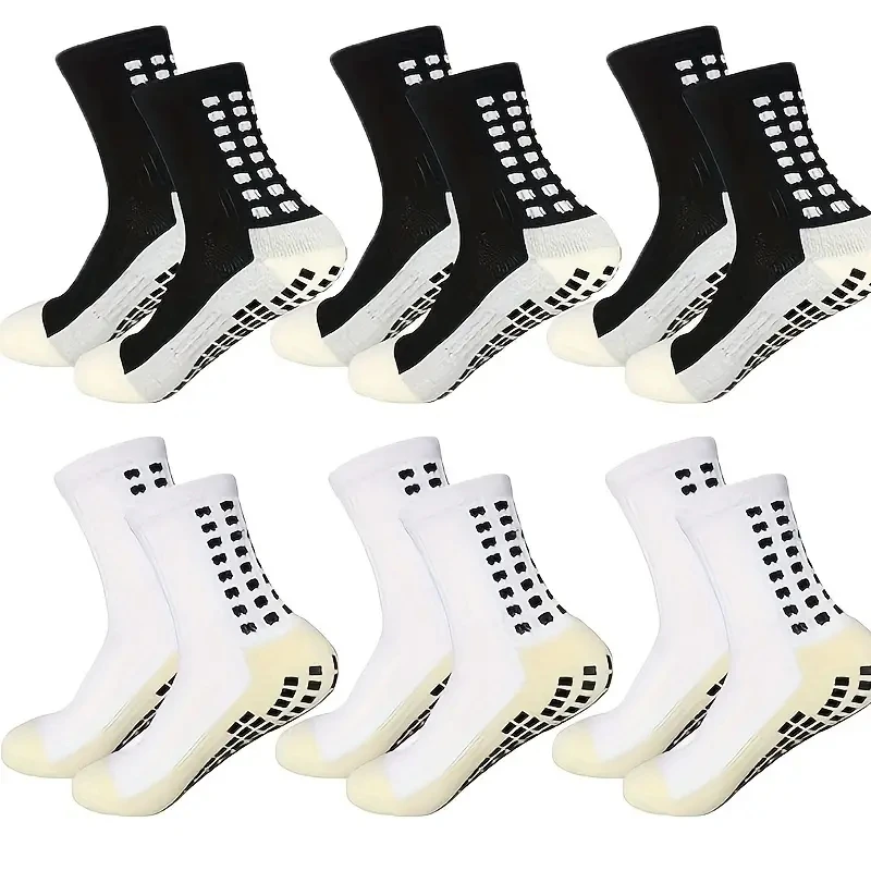 4/5/6 Pairs Men Non-Slip Football Socks Thickened Sweat Absorption Breathable Socks Grip Socks Suitable For Football Basketball