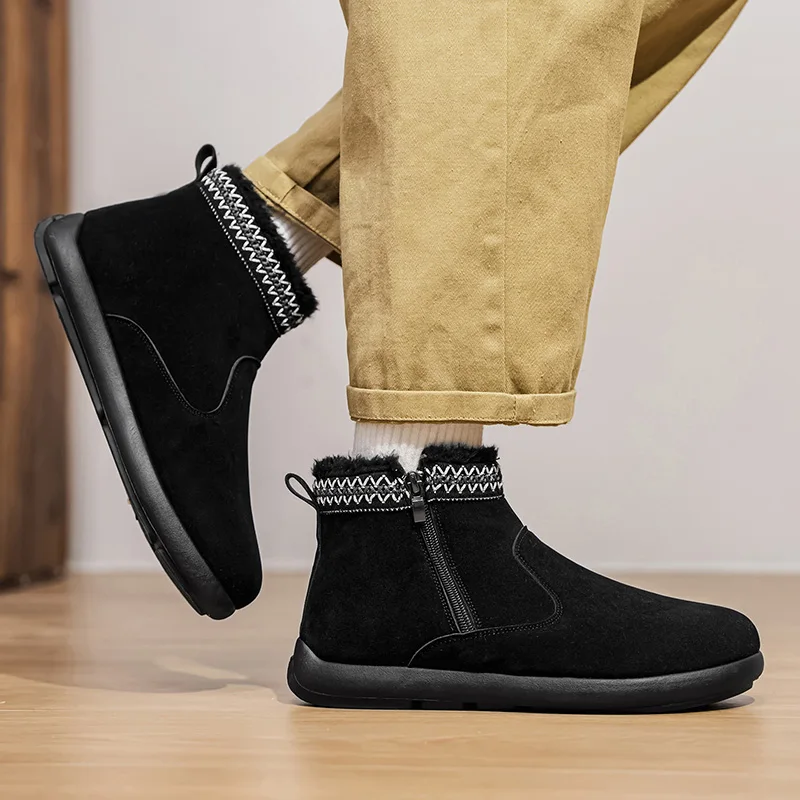 

Snow boots with winter high top and plush insulation, retro casual cotton shoes, plush anti cold ankle boots, anti slip 39-45