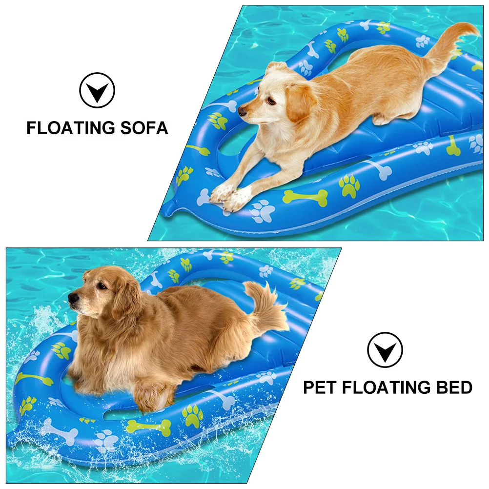 Cama flutuante inflável para animais de estimação, para cães, piscina, tapete de natação, câmara dupla, design de segurança, sofá flutuante para atividades aquáticas de lago