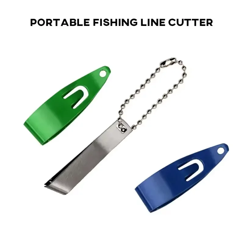 قاطع خط صيد صغير باللون الأزرق/الأخضر - حجم الجيب من الفولاذ المقاوم للصدأ #4