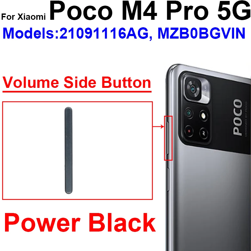 For Xiaomi Poco Pocophone X4 GT X4 Pro M4 M4Pro 5G Power Voume Side Button Volume Audio Control Side Key Buttons Parts