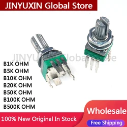 5PCS Vertical single R097 RK097 precision potentiometer with bracket, handle 15mm, no gear, 3 feet B1K B5K B10K B20K B50K B100K