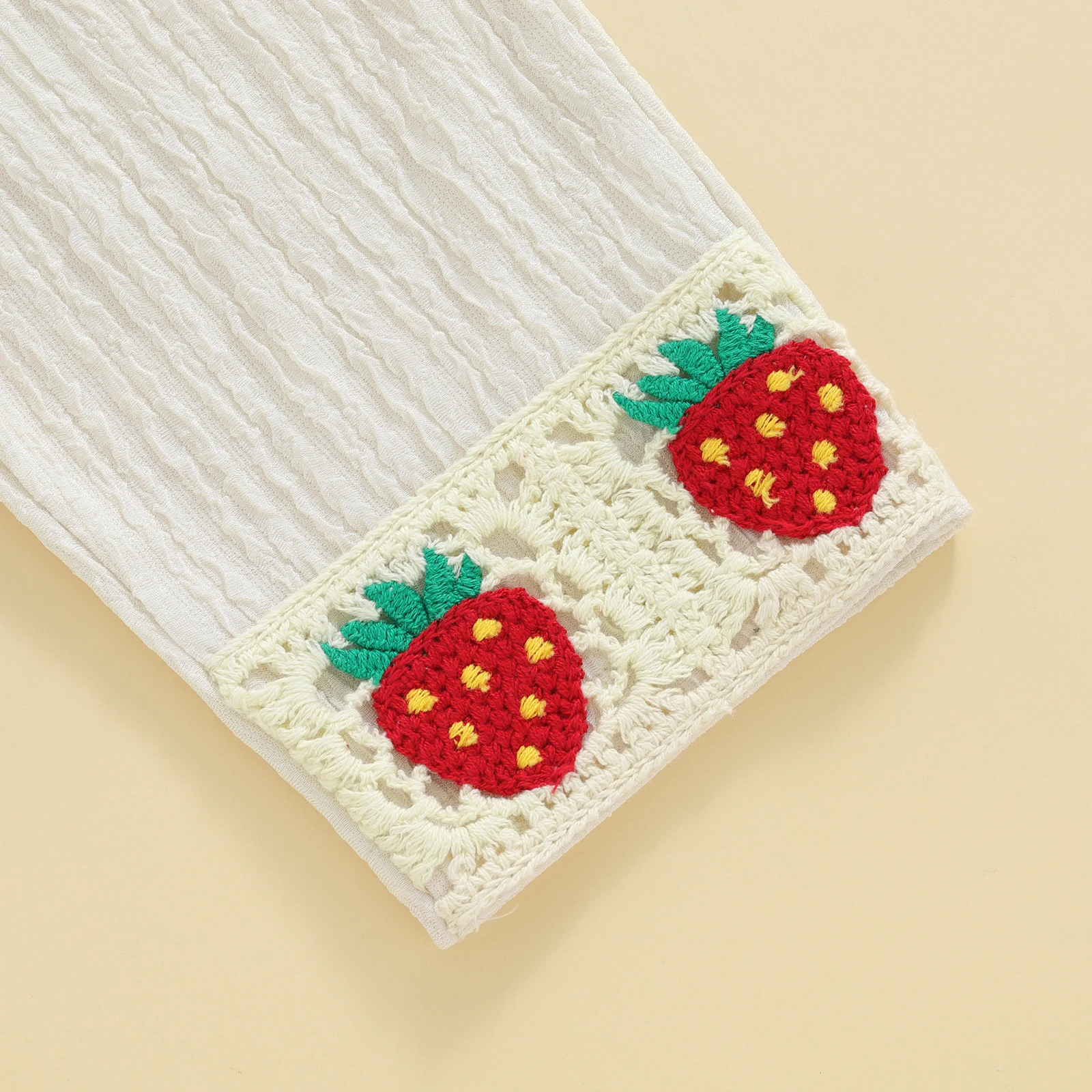 

0-3Y Baby Girl 2Pcs Fall Outfits Ruffle Long Sleeve Strawberry Embroidery Tops Pants Set Toddler Clothes Set