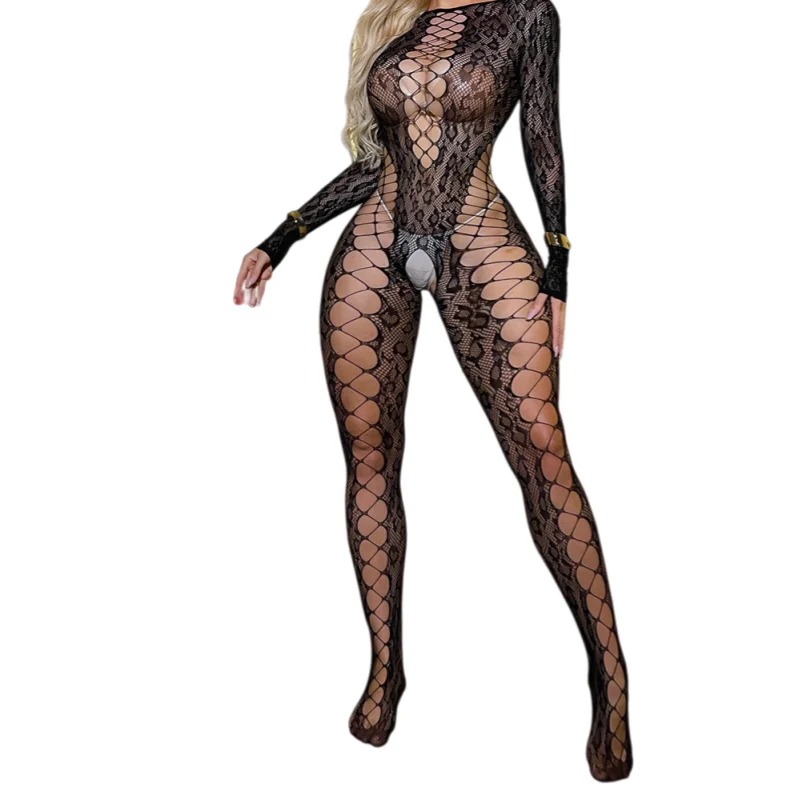 

Женский комплект нижнего белья больших размеров: соблазнительный прозрачный сетчатый топ и трусики с открытой промежностью для романтического вечера и фотосессии в будуаре