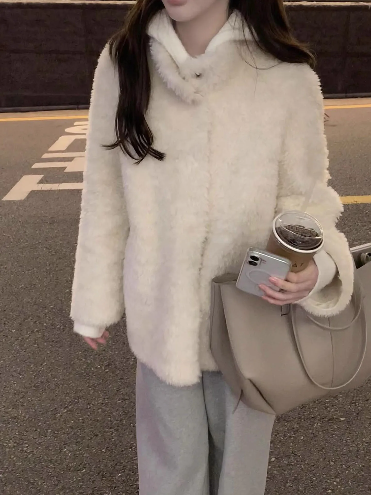 معطف نسائي فضفاض بياقة واقفة من فراء الضأن والرياح الناعمة معطف شتوي جديد مريح من القطن ملابس خارجية طويلة Sve #5