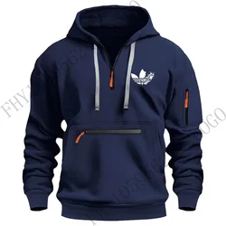 Men's autumn and winter fashion casual hoodie fitness jumper outdoor long sleeve hoodie design multi-zipper sweatshirt