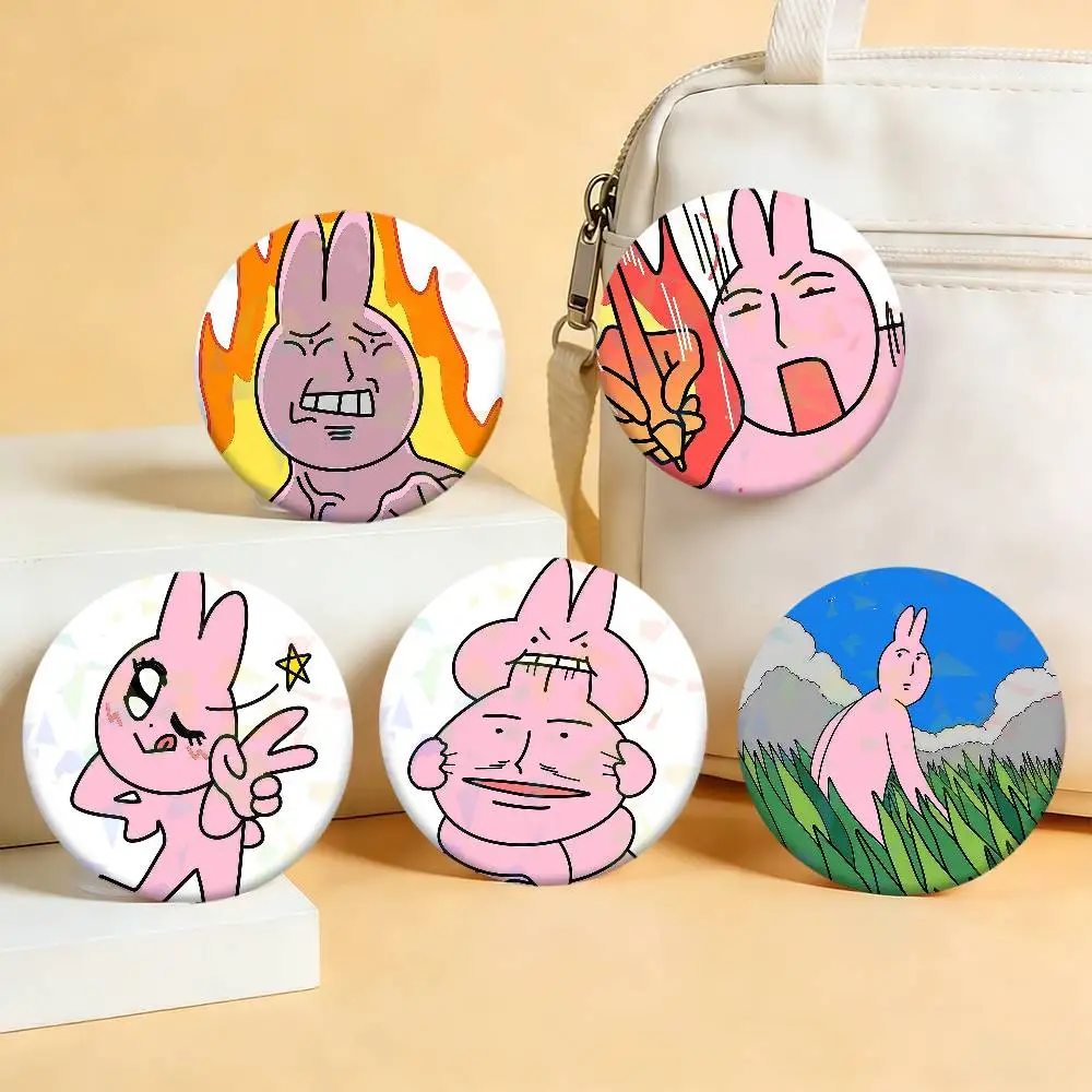 My F-Friend Pink Rabbit Funny Anime Cartoon Round Snap-in Brooches Pins Badges Collection Accessories Gifts