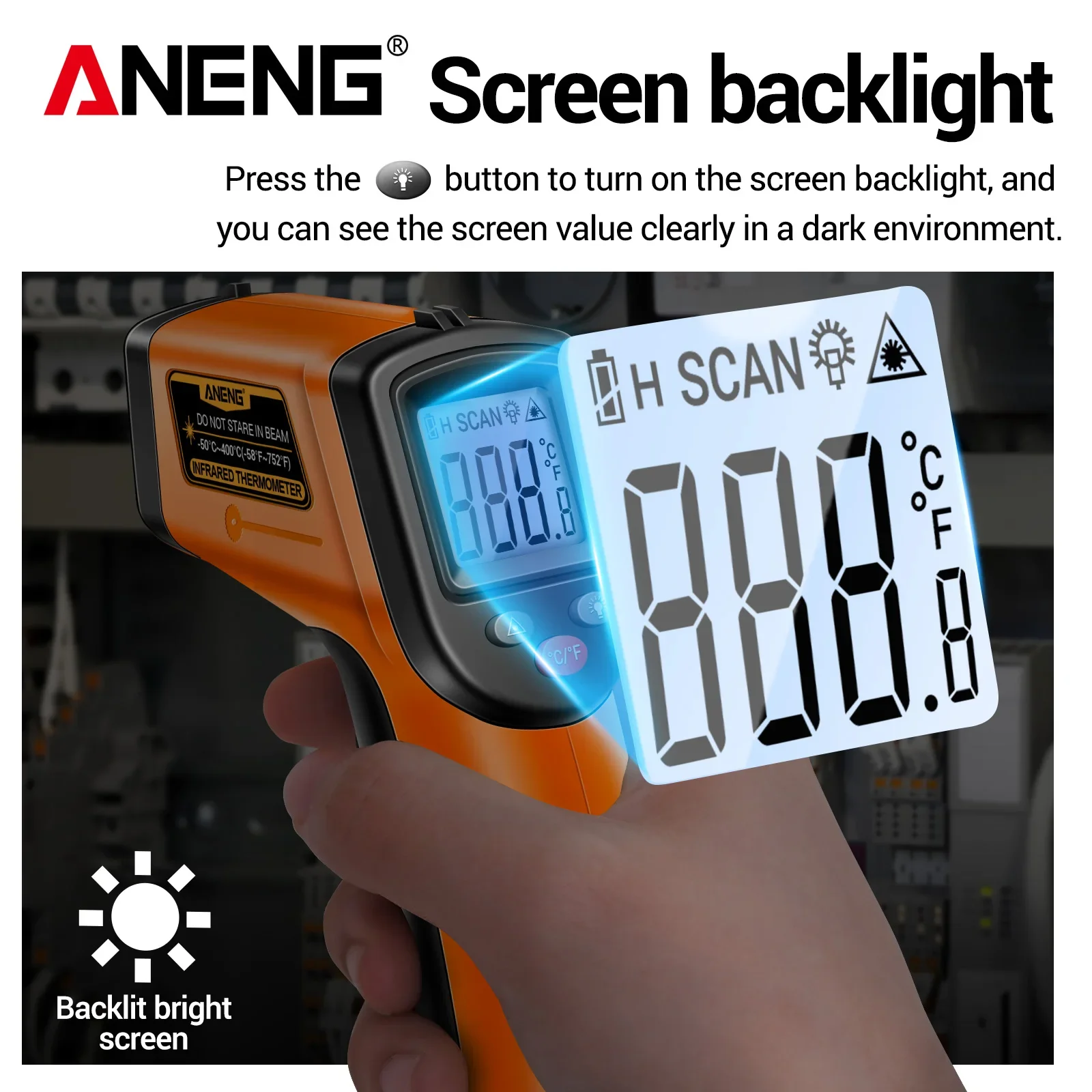 Infrared Thermometer -50°C~400°C Laser Temperature Gun ANENG TH201 Non-Contact Handheld Temperature Measure Highly Sensitive Too